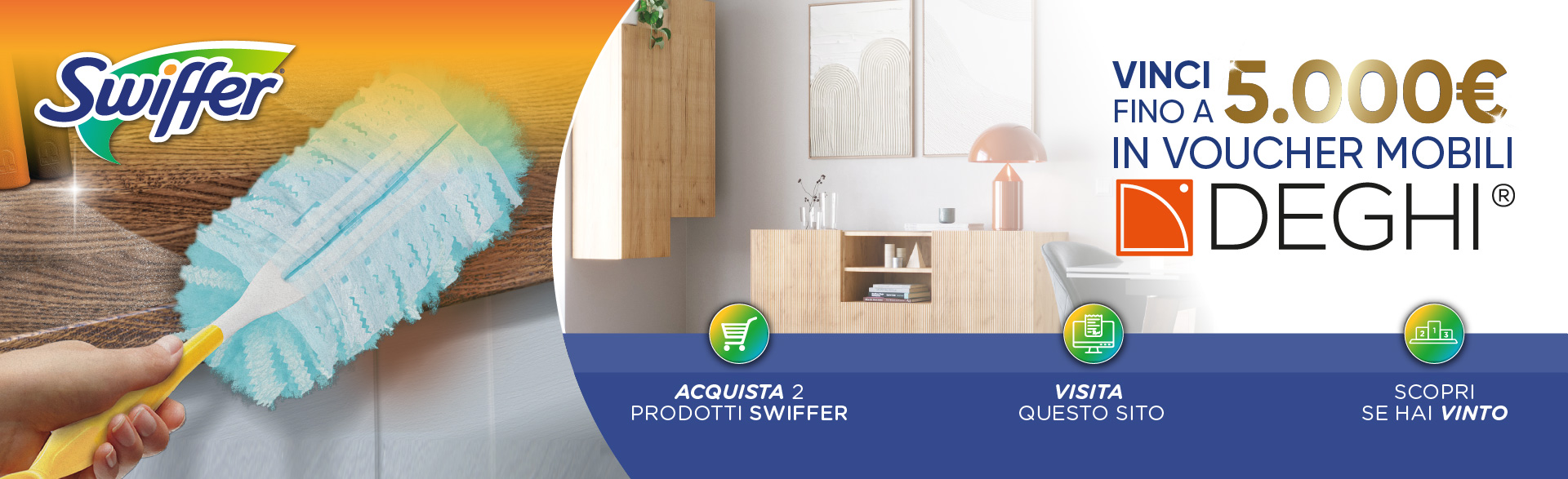 Header descrittivo di Concorso Vinci Mobili con Swiffer