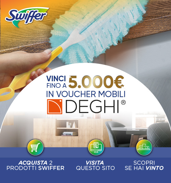 Header descrittivo di Concorso Vinci Mobili con Swiffer versione mobile