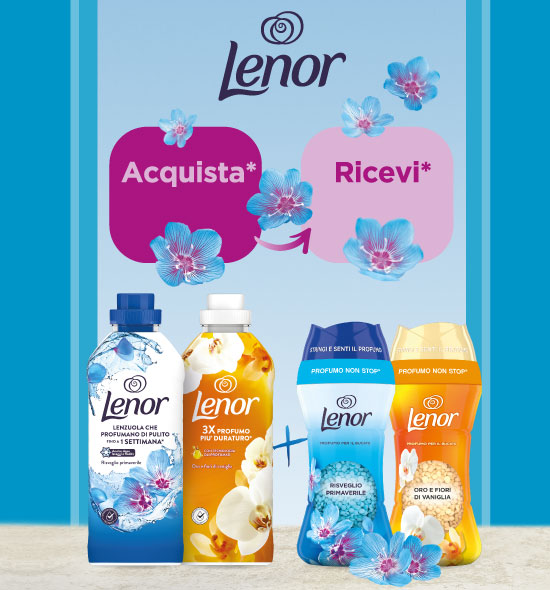 Banner con spiegazione della meccanice del Cashback Profumo di Lenor