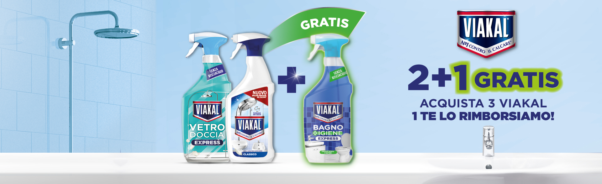 Banner con spiegazione della meccanice del Cashback 2+1 VIAKAL - Per te