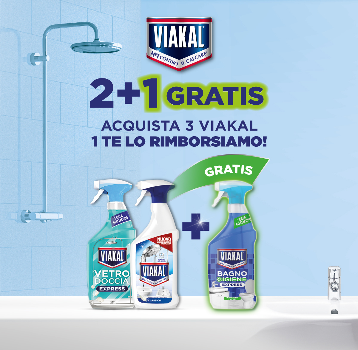 Banner con spiegazione della meccanice del Cashback 2+1 VIAKAL - Per te