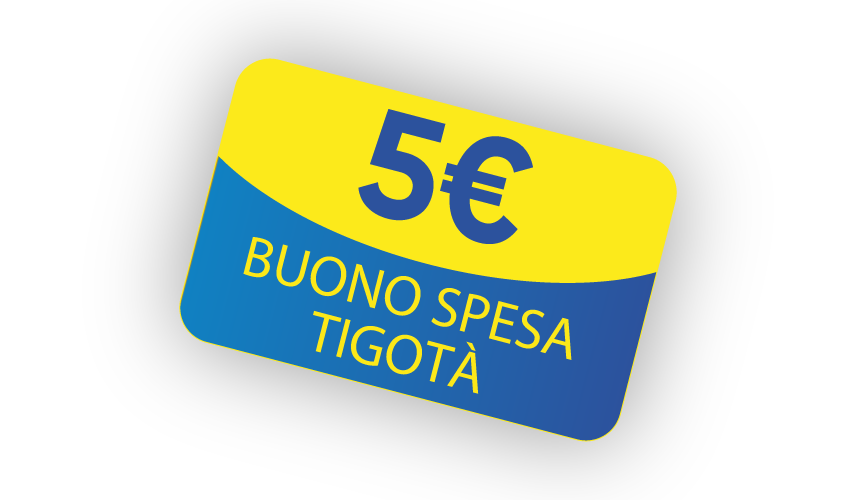 Immagine che visualizza il premio, una card da 5€ buono spesa Tigotà