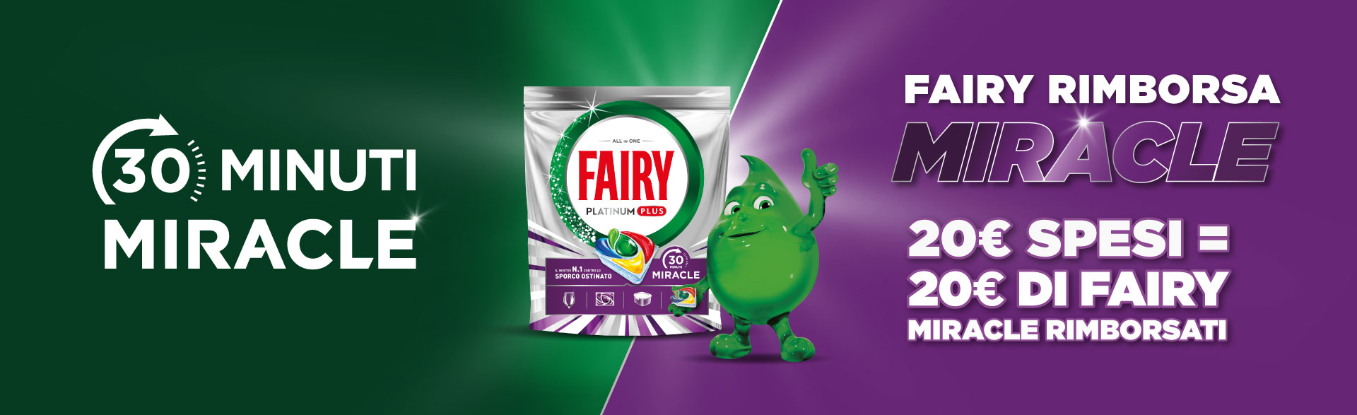 Banner con spiegazione della meccanice del Cashback Fairy rimborsa Miracle - Per te