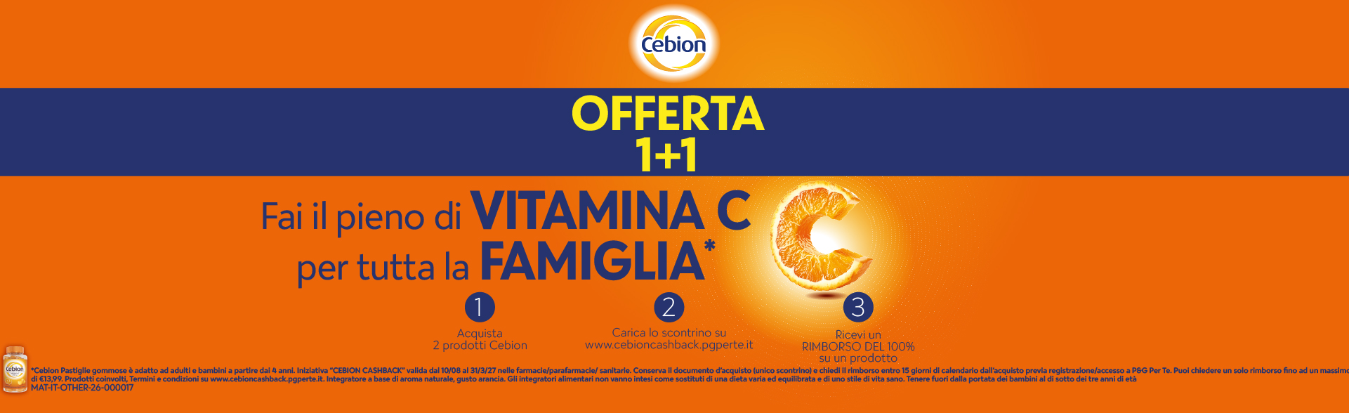 Banner con spiegazione della meccanica del Cashback Cebion: - Per Te