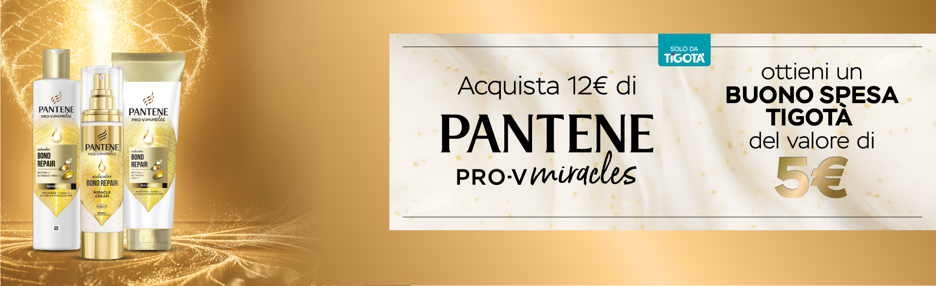 Banner con spiegazione della meccanica dell'operazione Ricevi buono spesa con Pantene  - Per te