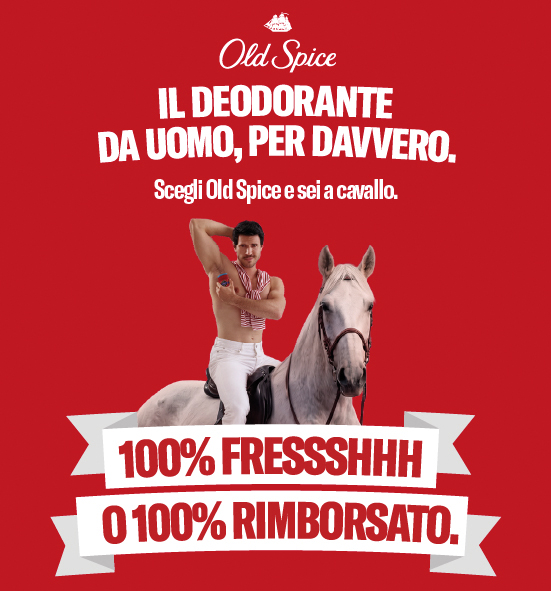 Banner con spiegazione della meccanica del Cashback Old Spice  100% fresco o 100% rimborsato - Per te