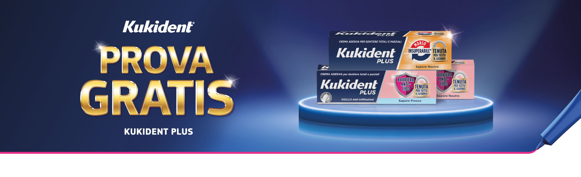 Banner con spiegazione della meccanica del Cashback Kukident Plus - Per te