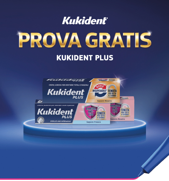 Banner con spiegazione della meccanica del Cashback Kukident Plus - Per te