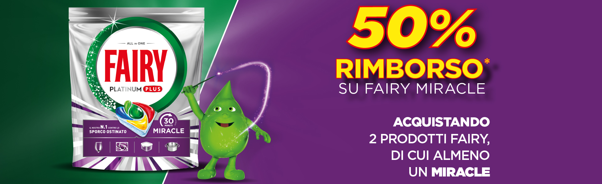 Banner con spiegazione della meccanica del MIRACLE CASHBACK 50% – Per Te