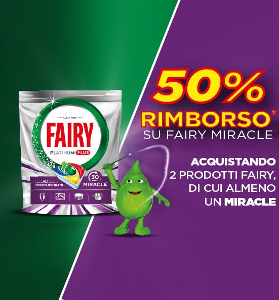 Banner con spiegazione della meccanica del MIRACLE CASHBACK 50% – Per Te