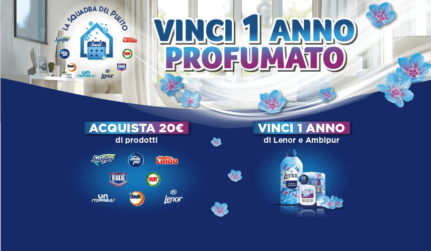 Immagine del premio in palio: una fornitura annuale di Ambi Pur e Lenor ammorbidente