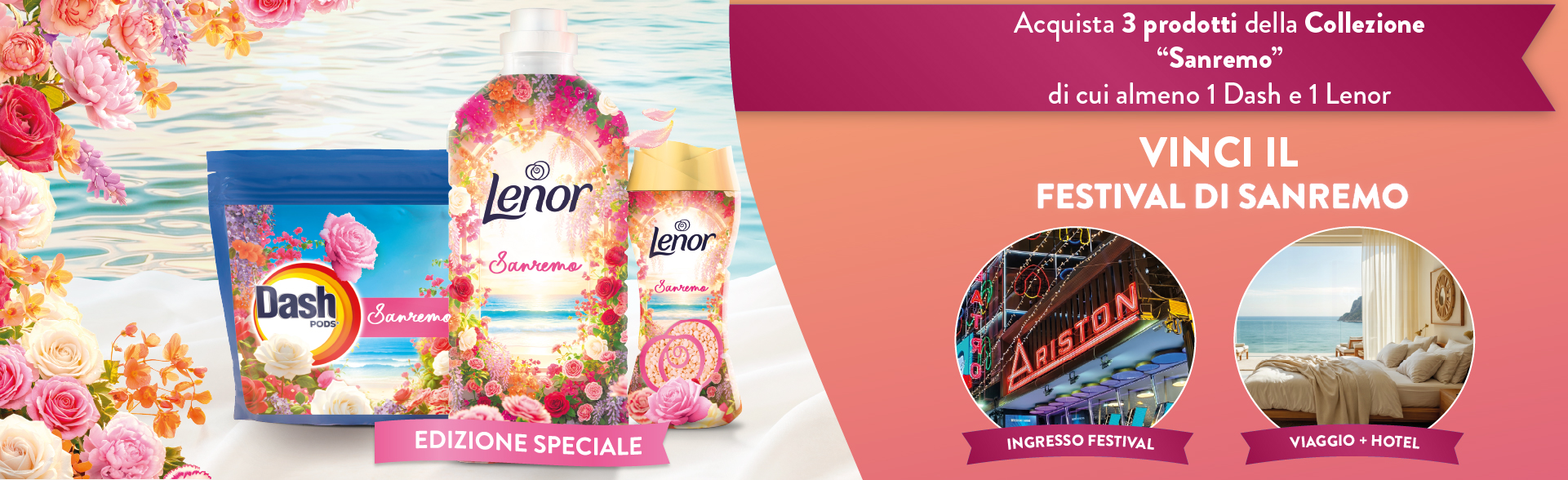 Banner con spiegazione della meccanica del Concorso Dash e Lenor Edizione Speciale – Per Te