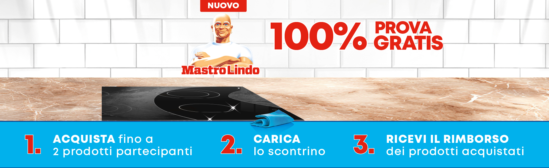 Banner con spiegazione della meccanica del Cashback Rimborso Nuovo Mastrolindo - Per Te