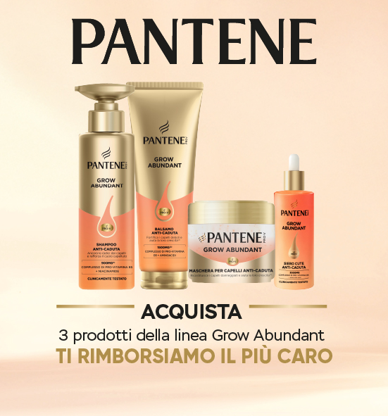 Banner con spiegazione della meccanica del Cashback Pantene ti rimborsa il più caro – Per Te