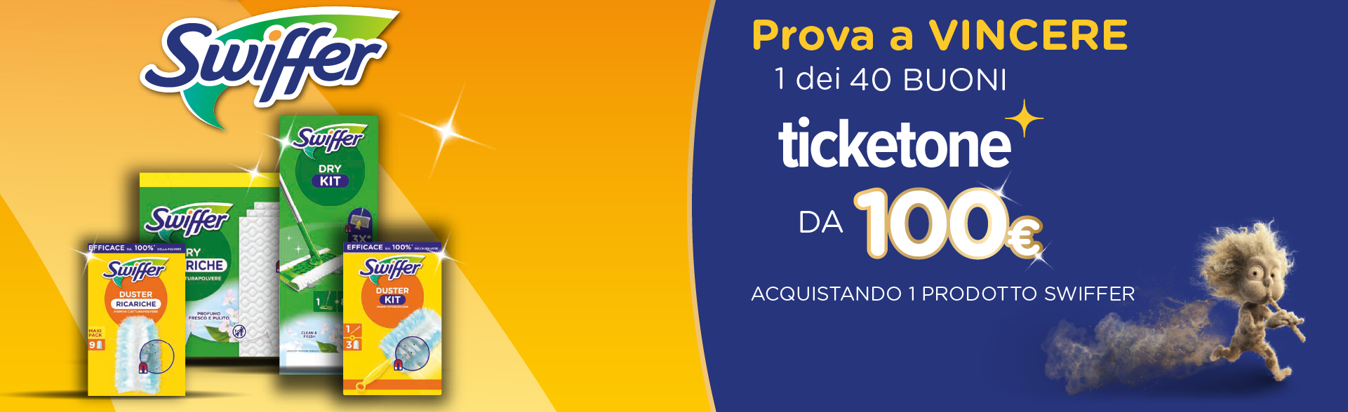 Banner con spiegazione della meccanica del Concorso Swiffer Vinci Concerto - Per Te