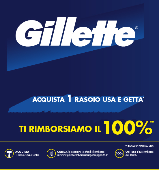 Banner con spiegazione della meccanica del Cashback Gillette Rimborsa Usa e Getta - Per te